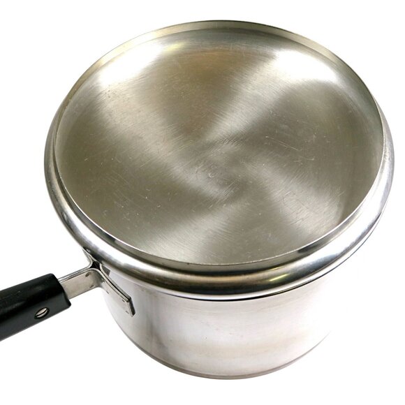 Revere Ware 1801 3 Qt Saucepan with Lid and Double Boiler Insert Pre 1968 - Picture 3 of 10